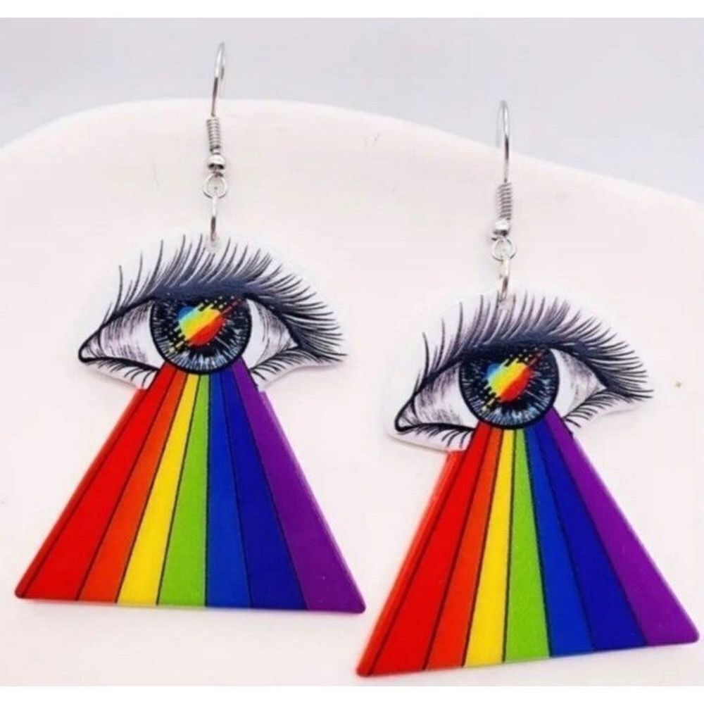 Ladies Colorful Fun 5d Rainbow Earrings